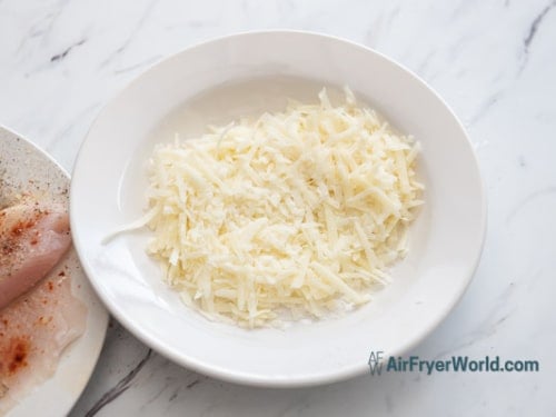 parmesan cheese in shallow bowl