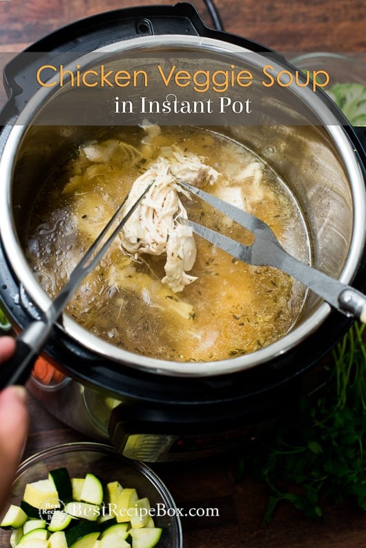 Instant Pot Chicken Veggie Soup Recipe in pressure cooker | @bestrecipebox